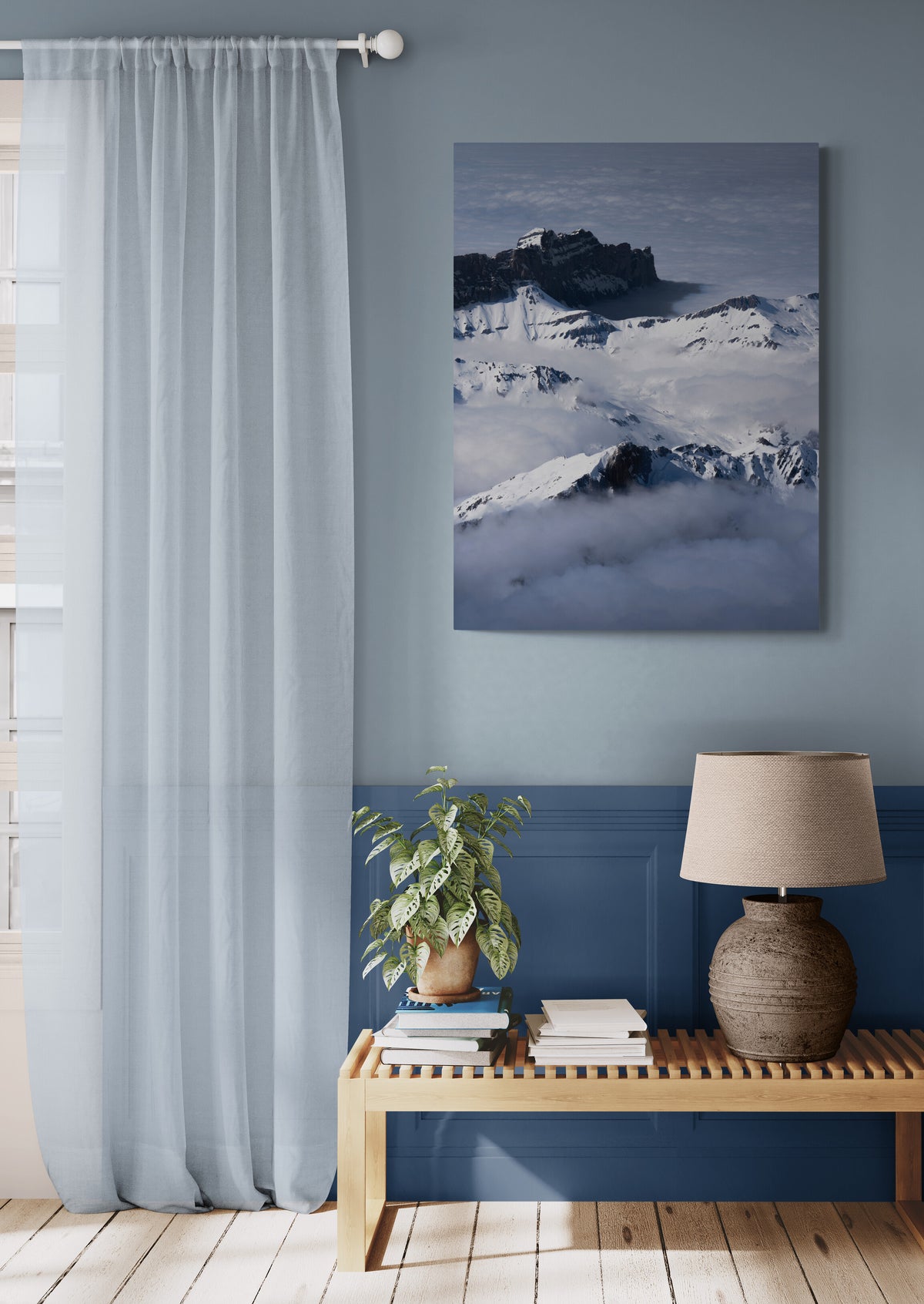 Genesis in the Mist — mise en situation, format 75 × 100 cm