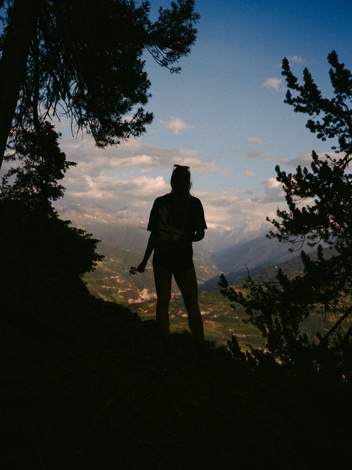 Une silhouette se tient face à la vallée.